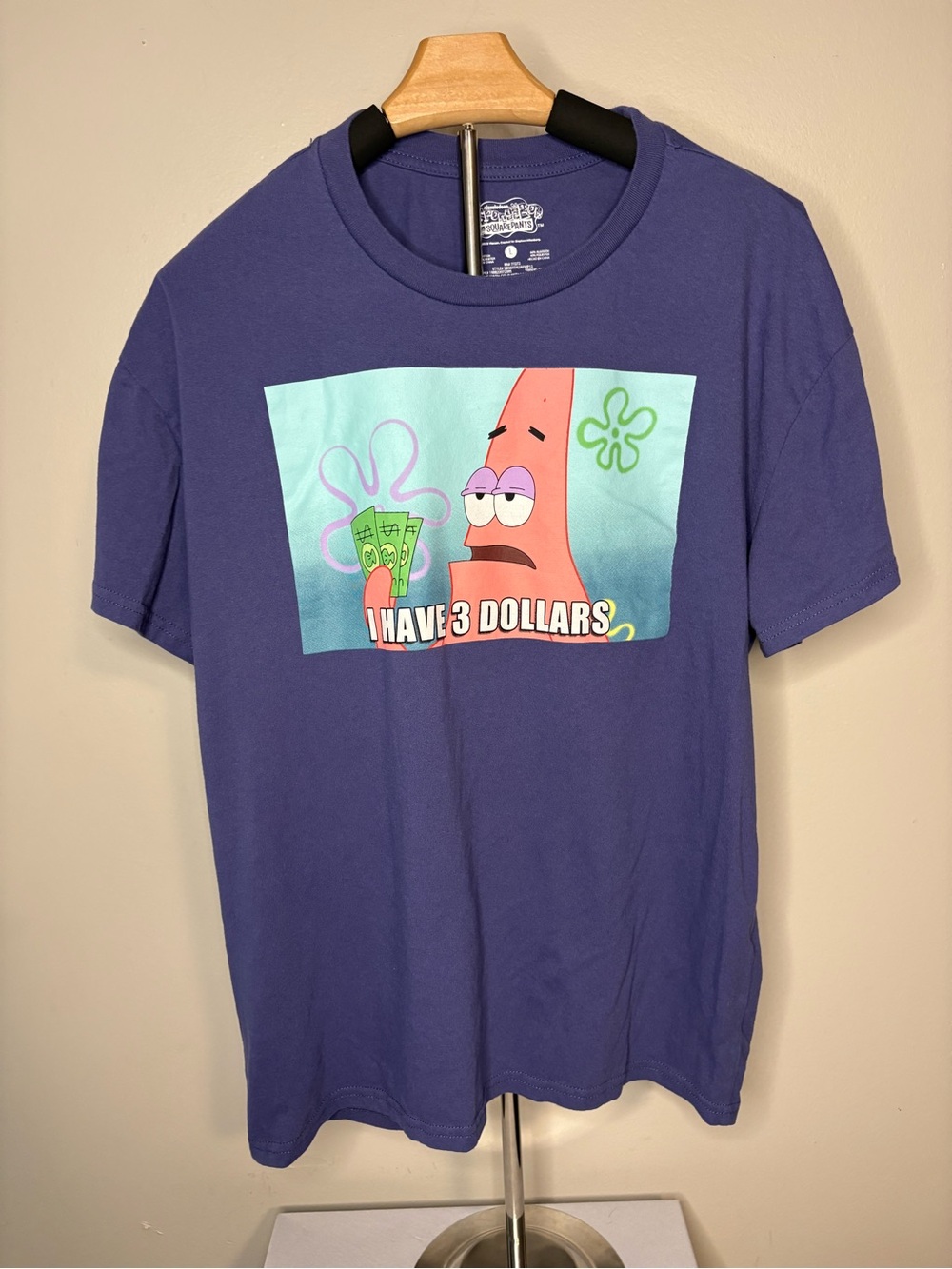 SpongeBob Squarepants Purple Patrick 'I Have 3 Dollars' Graphic Tee